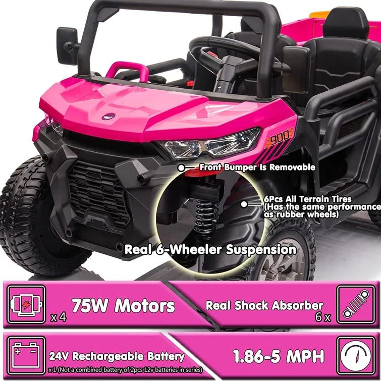 Himimi Delia Himimi 24 Voltage  Ride On Dump Truck, 2 Seater Kids UTV with Electric Dump Bed, Remote Control
