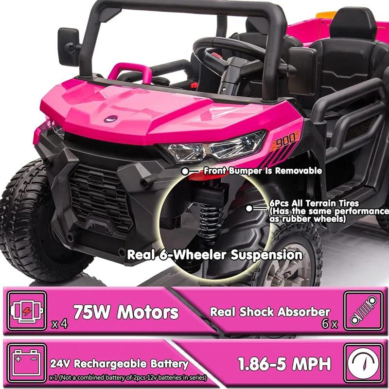 Himimi Delia Himimi 24 Voltage  Ride On Dump Truck, 2 Seater Kids UTV with Electric Dump Bed, Remote Control