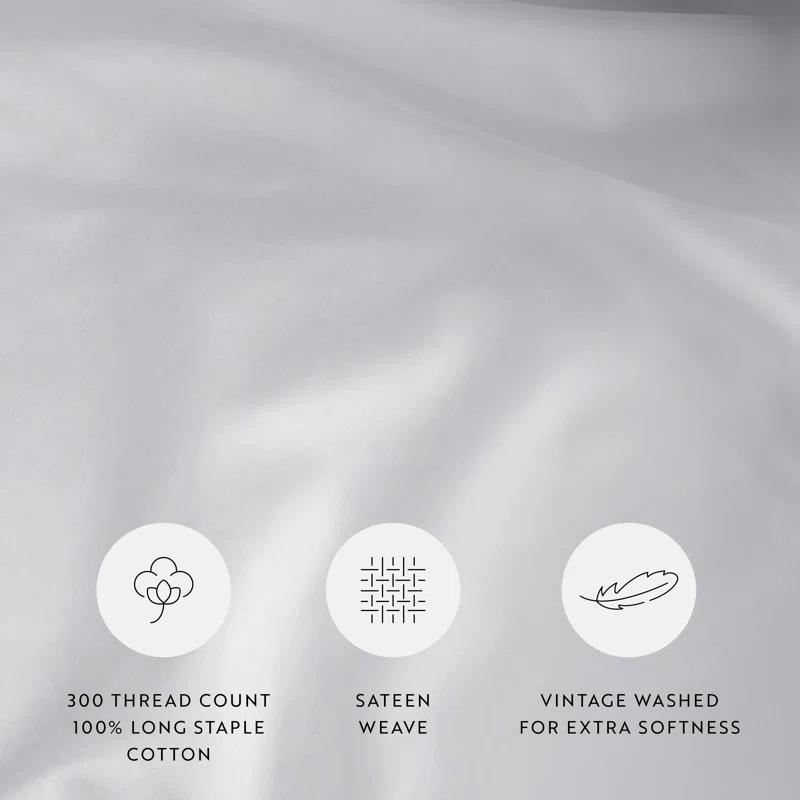 Becky Cameron Vintage Washed Long-Staple Sateen Cotton Duvet Cover Set