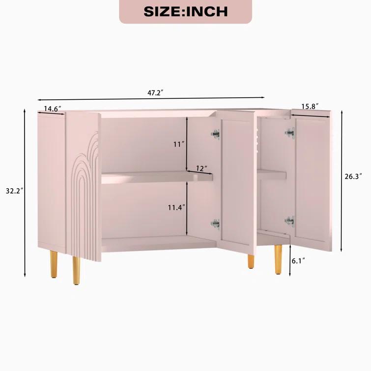 Mercer41 Sirgio 47.2'' Sideboard Buffet Cabinet with 3 Doors for Kitchen, Hallway, Living Room