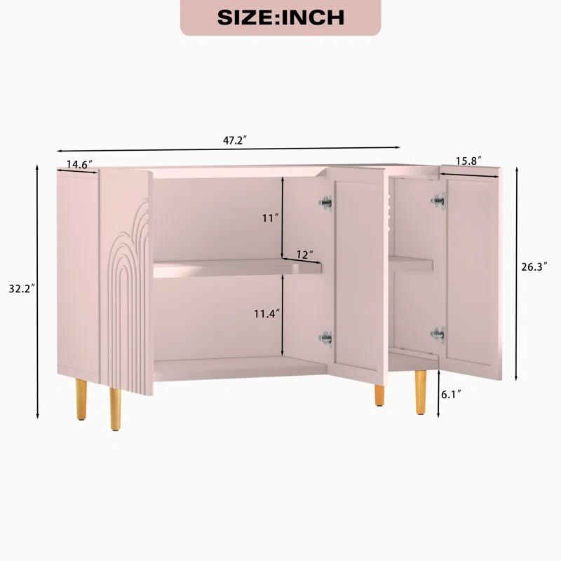 Mercer41 Sirgio 47.2'' Sideboard Buffet Cabinet with 3 Doors for Kitchen, Hallway, Living Room