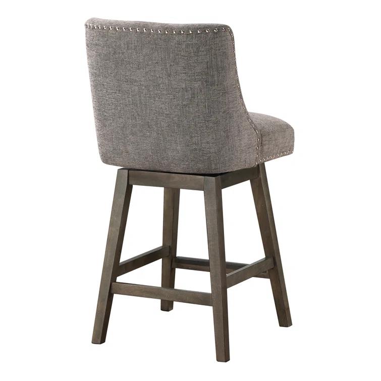 OSP Designs Granville Swivel Upholstered Counter Stool with Solid Wood Frame
