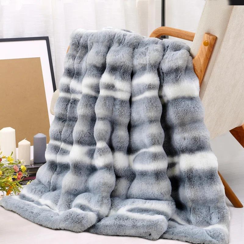 Home Soft Things Tip Dying Faux Fur Throw Blanket