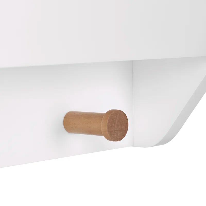 RiverRidge Home RiverRidge Kids Catch-All Wall Bookshelf with 2 Toy Storage Cubbies and 3 Wooden Hooks for Playroom, Nursery, and Reading Nook - White