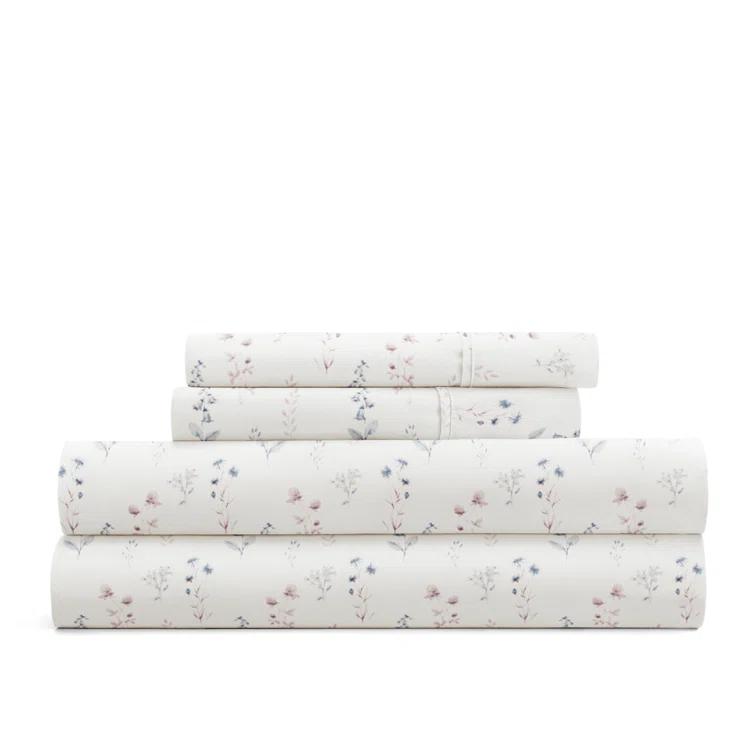 IEnjoy Home 4 Piece Sheet Set Patterned Microfiber Ultra Soft Bedding in Floral Dream
