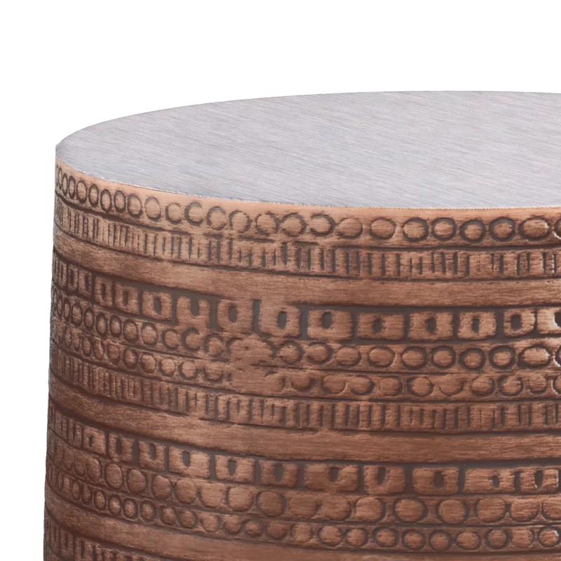Dakota Fields Johnsen 15 in Large Iron Metal Drum Accent Side End Table