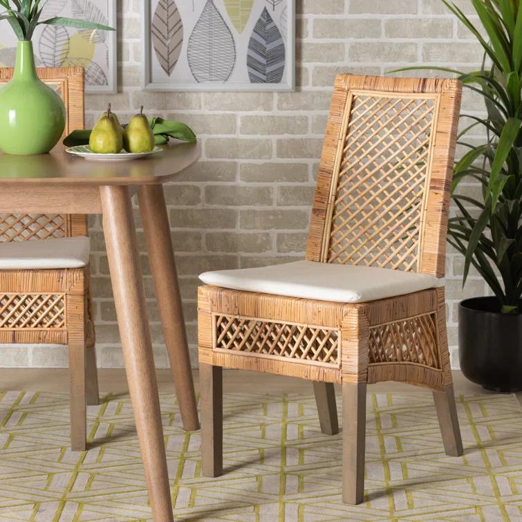 Bayou Breeze Argos Modern Bohemian Rattan Dining Chair (Set of 2)
