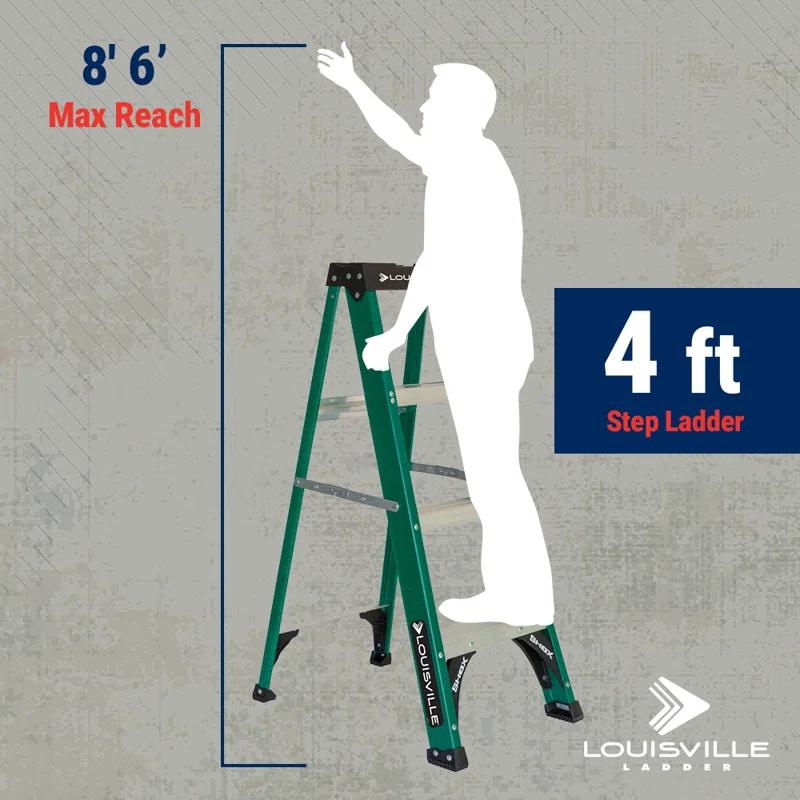 Louisville Ladder 4 ft. Fiberglass Step Ladder with 225 lbs. Load Capacity Type 2 Duty Rating