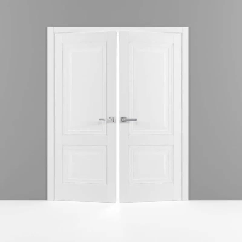 SARTODOORS Solid French Double Doors | Lucia 8831 White Silk | Wood Solid Panel Frame Trims | Closet Bedroom Sturdy Doors