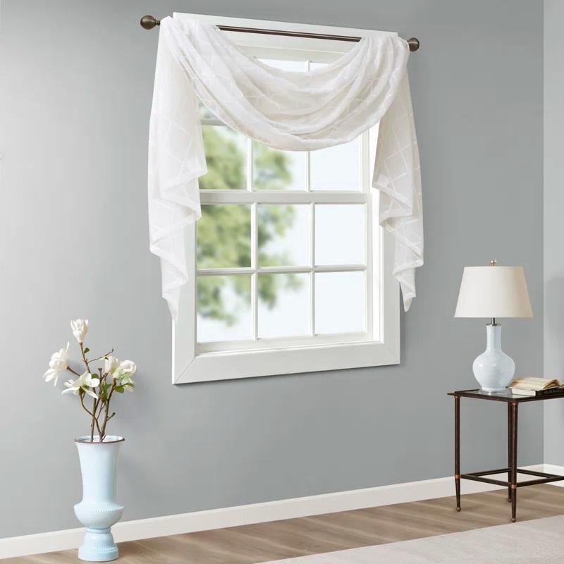 Madison Park Irina Solid Sheer Embroidered Window Scarf