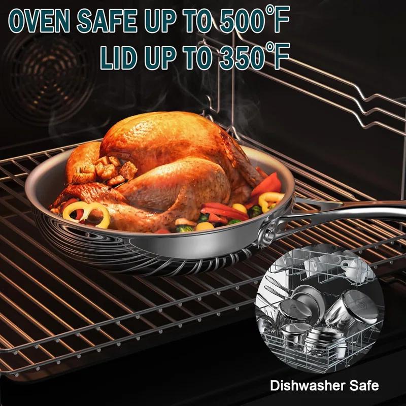 Cooks Standard Cooks Standard Multi-ply Clad Stainless Steel Wok Stir Fry Pan, 10.5 Inch Induction Wok With Lid, Flat Bottom Wok, Silve