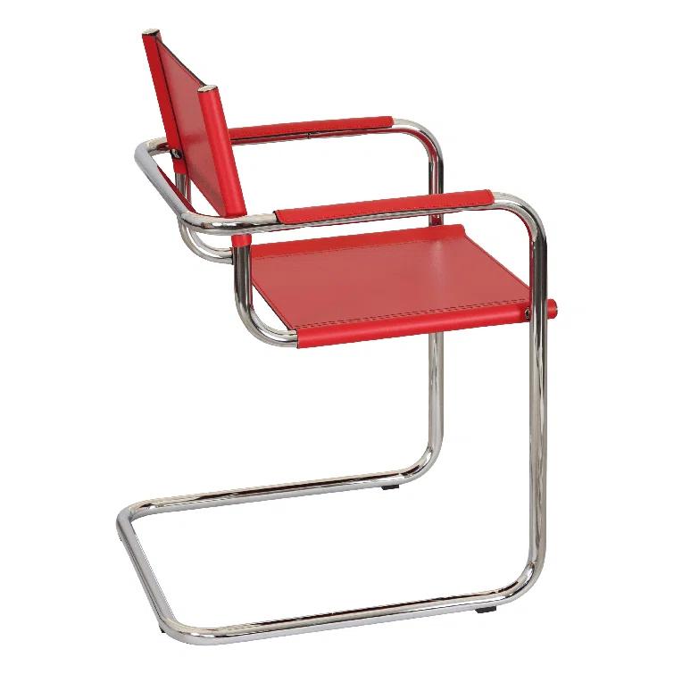 Breuer Chair Company Mart Stam Cantilever Armchair Arm Chair w/ Chrome-Plated Steel Frame (Various Bonded Leather Colors)