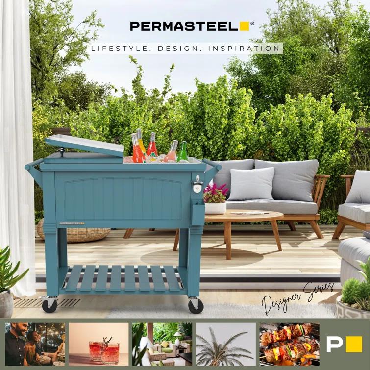 Permasteel 80 Qt. Furniture Style Rolling Patio Cooler