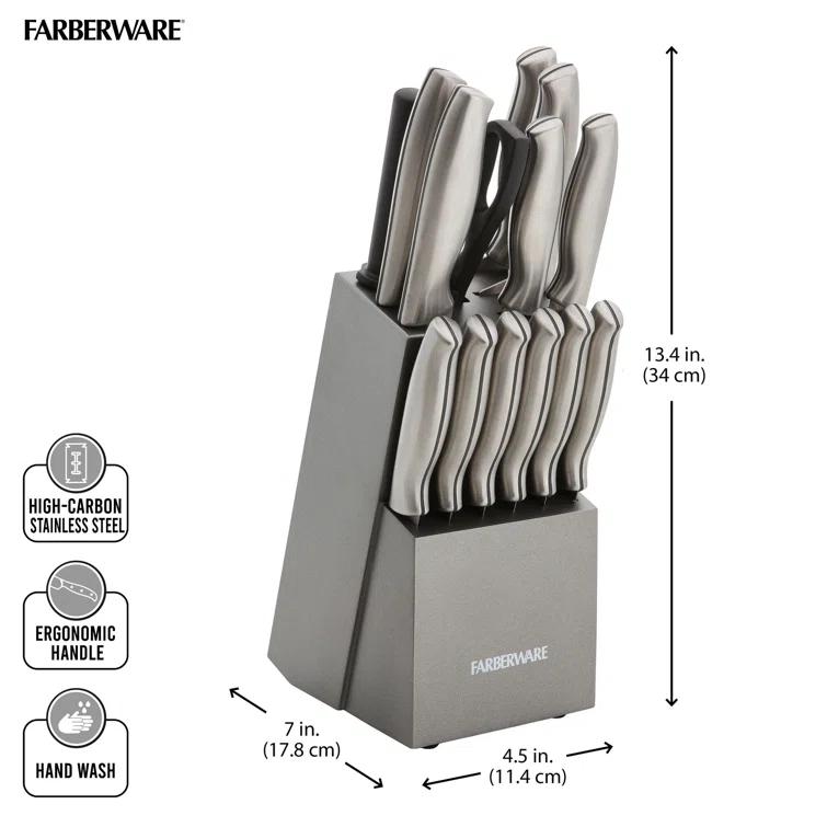 Farberware Farberware 15-Piece High Carbon Stainless Steel Knife Block Set