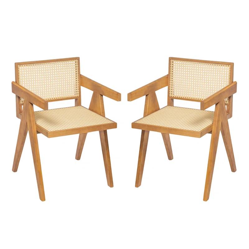 NFusion Darrell Rattan Dining Chairs With Rubber Wood Frame (Set of 2)