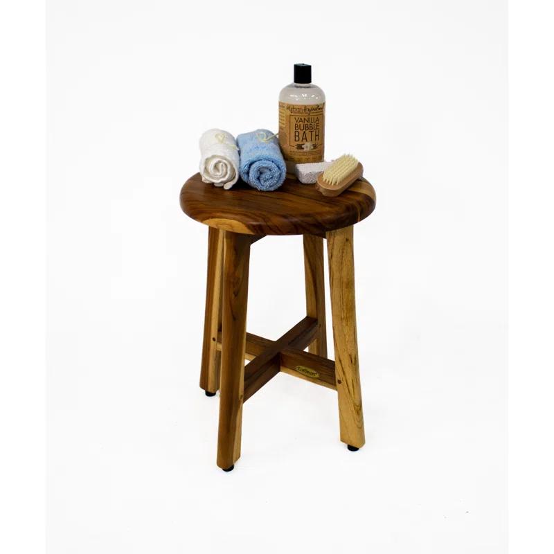 EcoDecors Shoji Teak Shower Stool 18" High Solid Teak Wood Shower Stool/Seat in Earthy Teak & Reviews | Wayfair