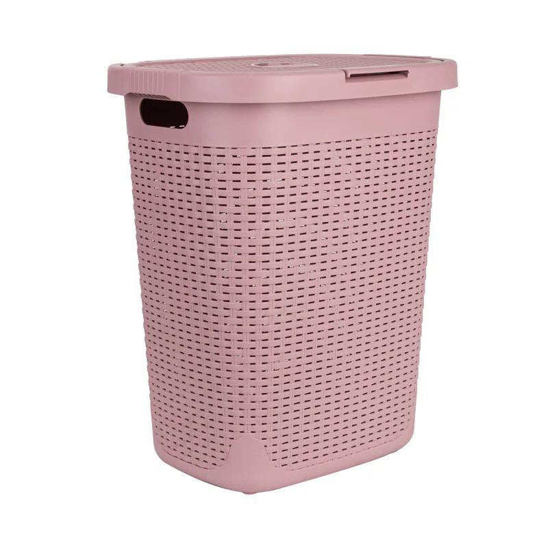 Mind Reader Mind Reader 40L Slim Laundry Hamper, Clothes Basket, Lid, Wicker Design, Plastic