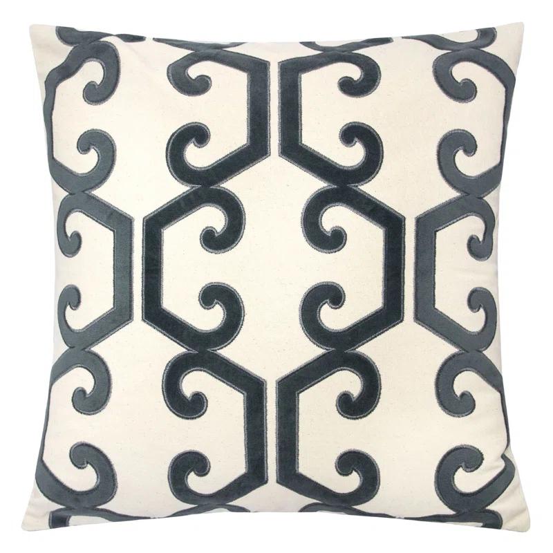 Homey Cozy Appliqued Cotton Indoor/Outdoor Throw Pillow