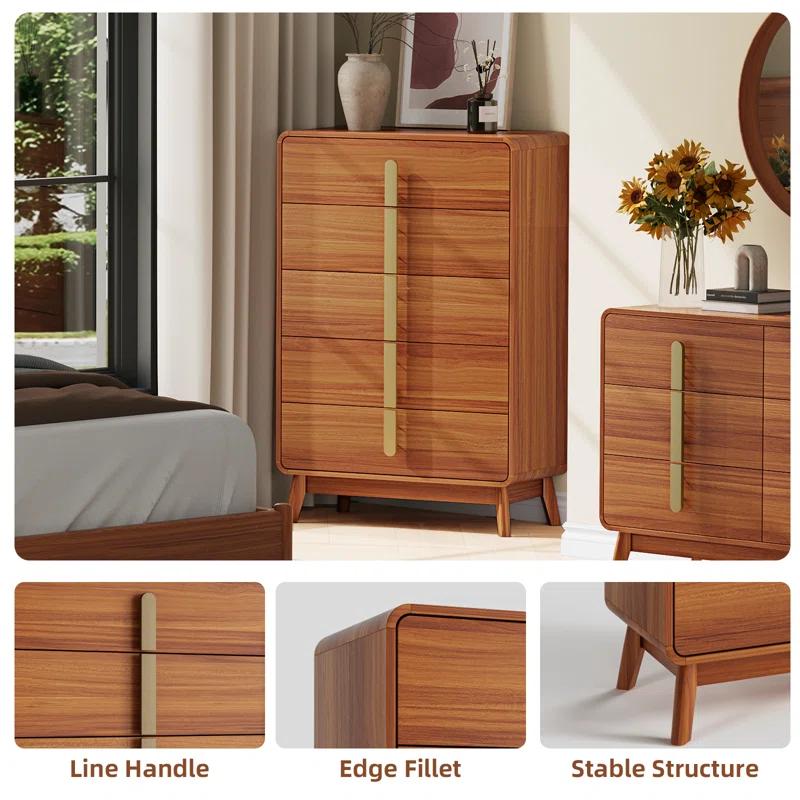 George Oliver Mid Century Modern 5 Drawer Dresser