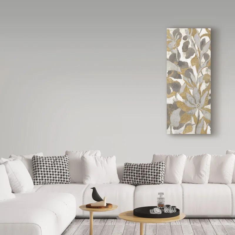 Trademark Fine Art " Painted Tropical Screen I Gray Gold Crop " by Silvia Vassileva