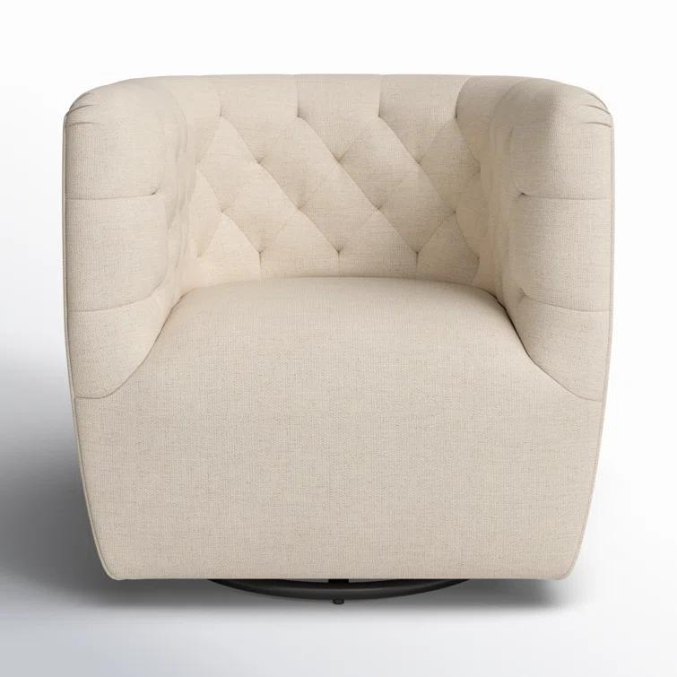 Thames Cream Leather Handcrafted Swivel Chair