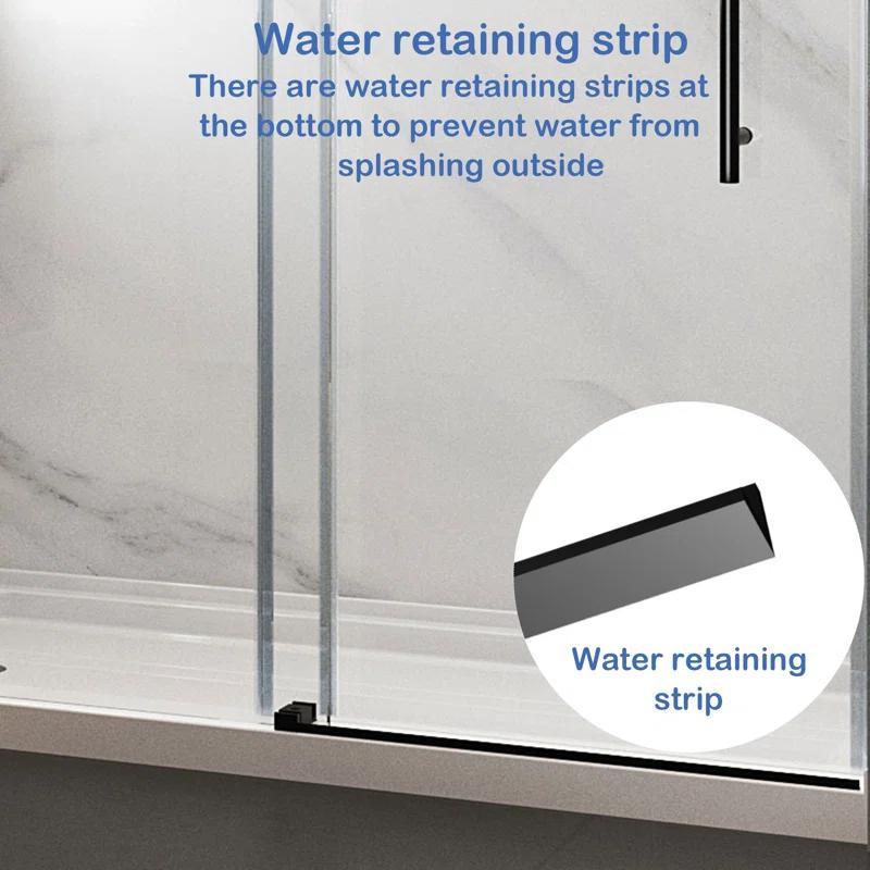 OPVANDE MT 8-2001-6076BLK 56-60 In. W X 76 In. H Single Sliding Frameless Shower Door With 5/16 In. (8 Mm) Tempered Glass