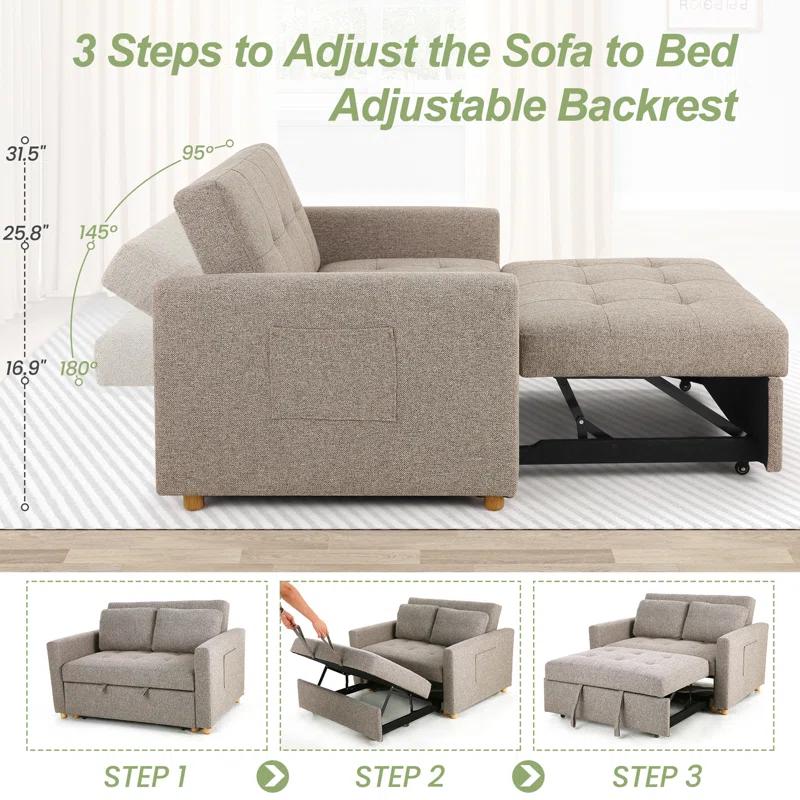 Ebern Designs Meit 49"W Convertible Sleeper Sofa 3-In-1 Reclining Sofa Bed Pull Out Couch Bed