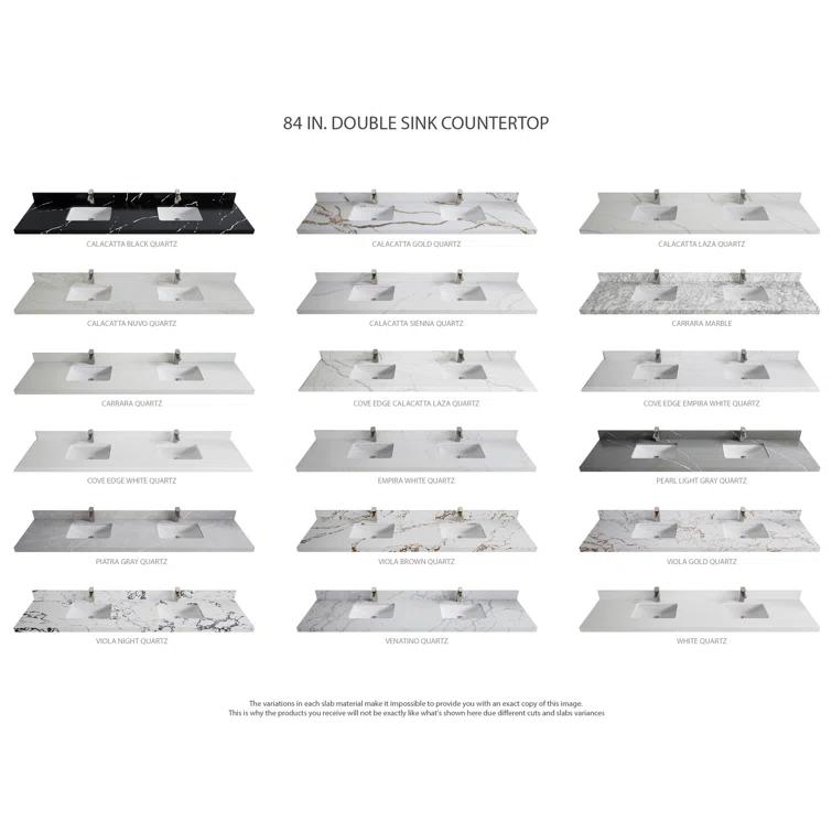 Willow Collections Elizabeth White Oak 84 In. W X 22 In. D Double Sink Bathroom Vanity With 2 In. Quartz