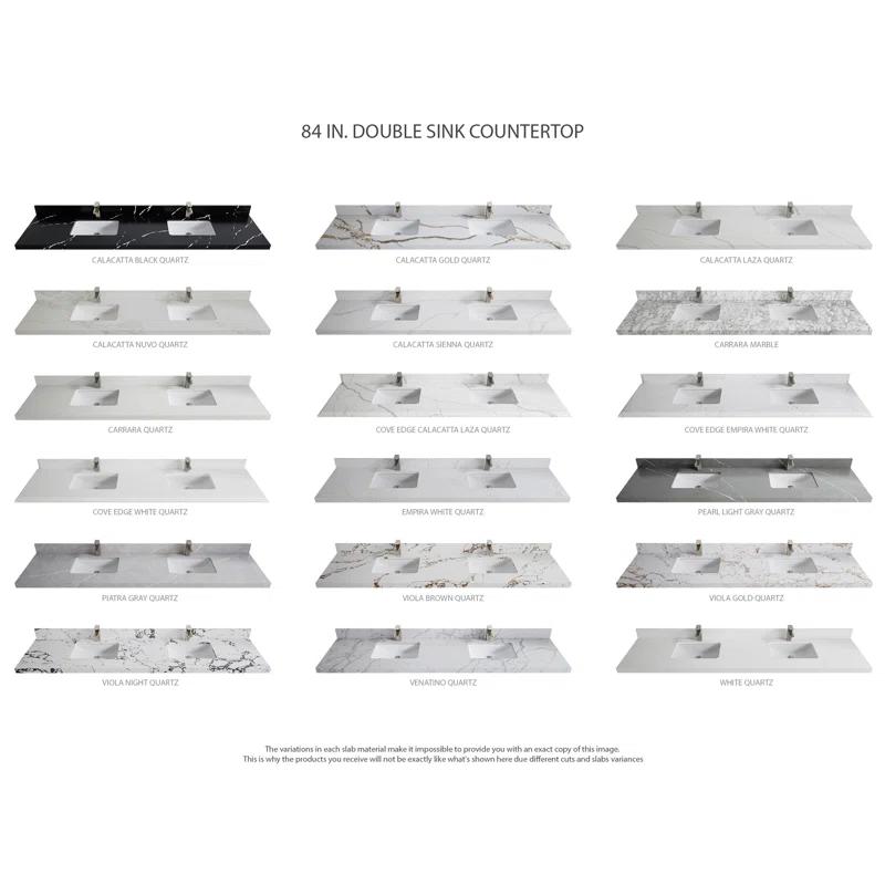 Willow Collections Elizabeth White Oak 84 In. W X 22 In. D Double Sink Bathroom Vanity With 2 In. Quartz
