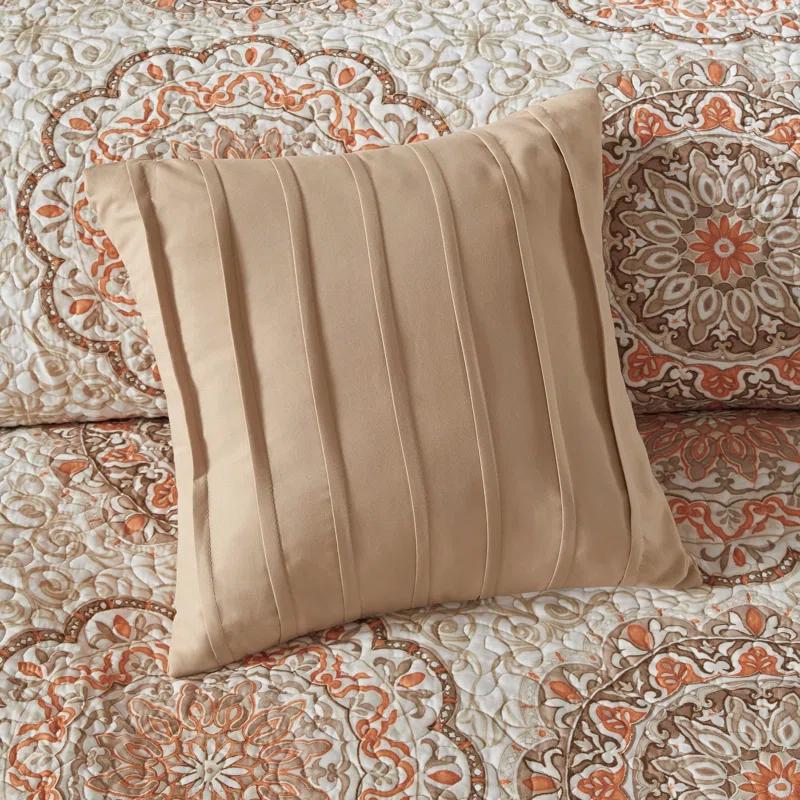 6 Piece Reversible Quilt Set with Throw Pillows