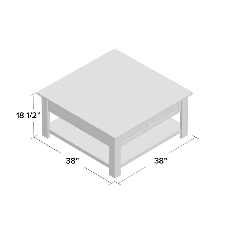 Simpli Home Monroe 38"W Solid Acacia Rustic Square Coffee Table with Large Drawer and Open Shelf