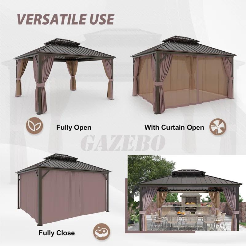 EAGLE PEAK Outdoor Aluminum Frame Hardtop Patio Gazebo