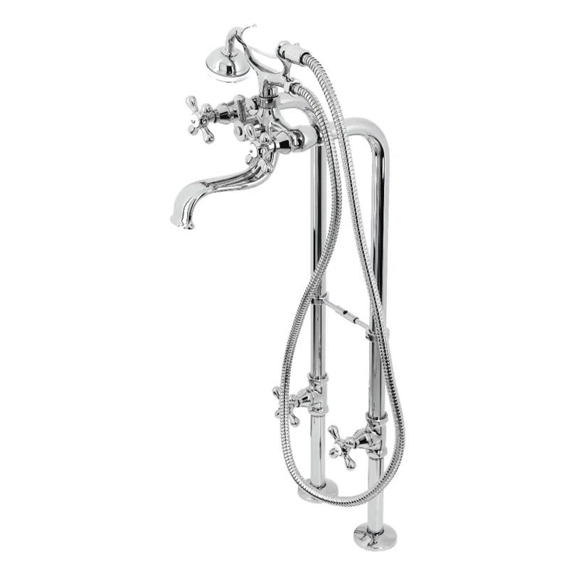 Kingston Brass CCK226K1 Kingston Brass Kingston Three-Handle 2-Hole Freestanding Clawfoot Tub Faucet Package with Supply Line and Stop Valve