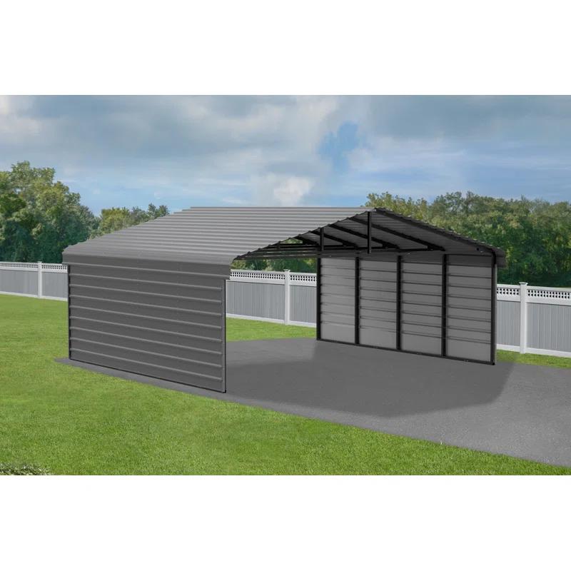 Arrow Eggshell Carport with 2-sided Enclosure