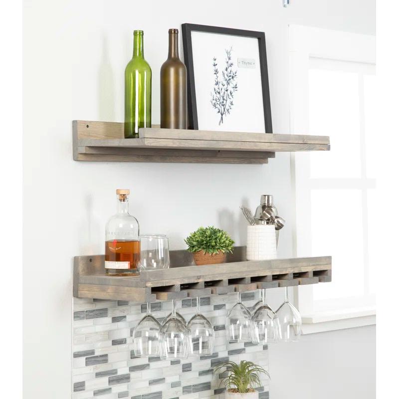 Birch Lane™ Charla Solid Wood Wall Mounted Wine Glass Rack
