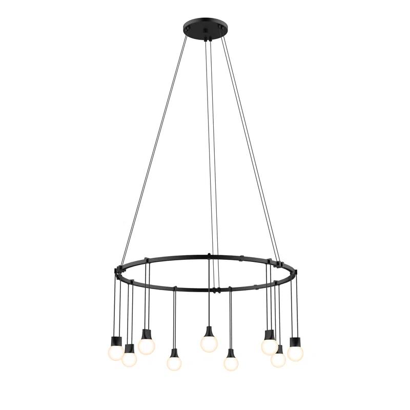 SONNEMAN Suspenders 9 - Light Dimmable LED Wagon Wheel Chandelier