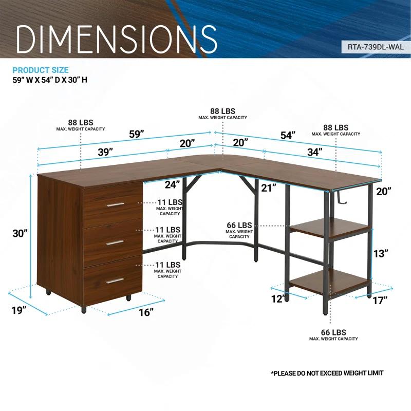 17 Stories Techni Mobili L-Shape Home Office Two-Tone Desk With Storage