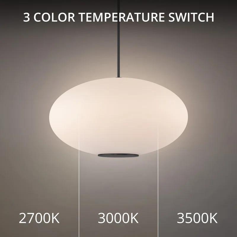 Illusion Dimmable LED Pendant With Oval Shaped Glass Shade, Adjustable Color Temperature