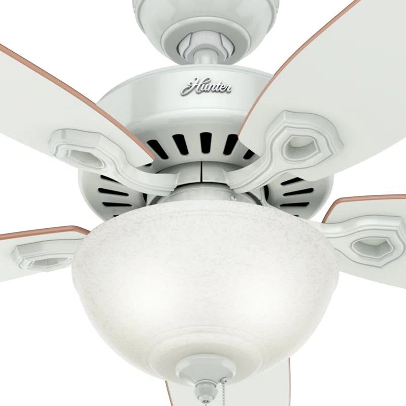 Hunter Fan 52" Builder Deluxe 5 - Blade Standard Ceiling Fan with Pull Chain and Light Kit Included