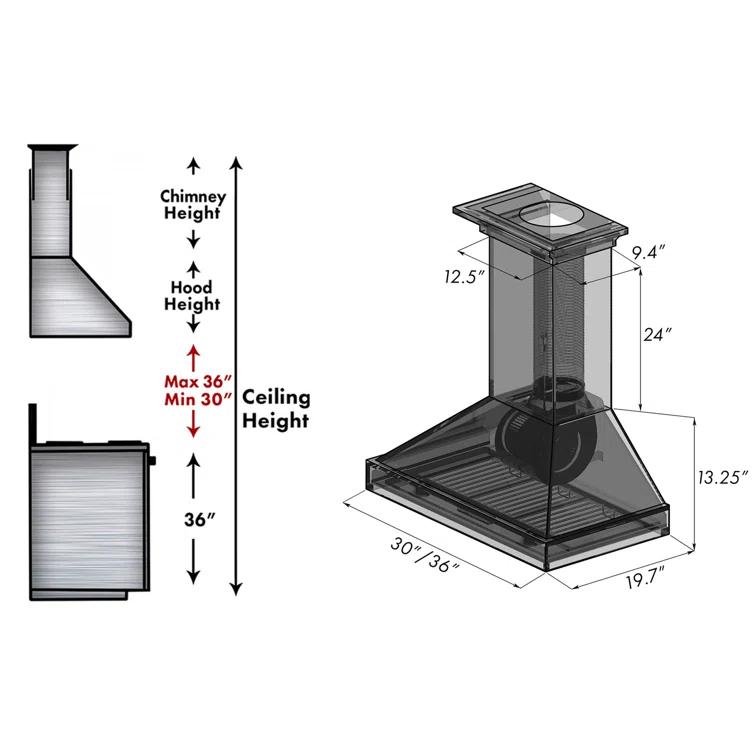 ZLINE 30 in. Convertible Vent Wooden Wall Mount Range Hood in Antigua & Walnut