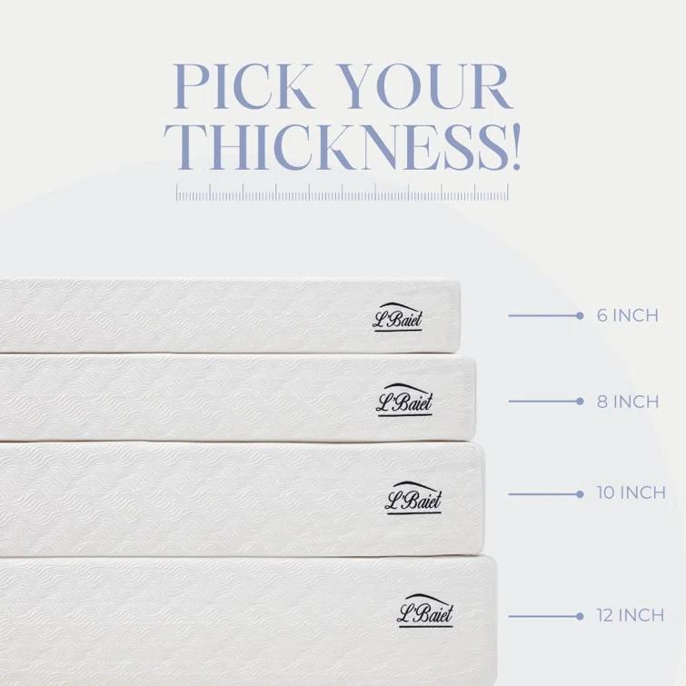 L’Baiet 12” Gel Memory Foam Mattress, Twin Size / Bed in a Box / Medium Firm / Breathable Cooling-Gel Comfort Technology / Pressure Relief / Comfy Support / Soft Fabric Cover / CertiPUR-US Certified
