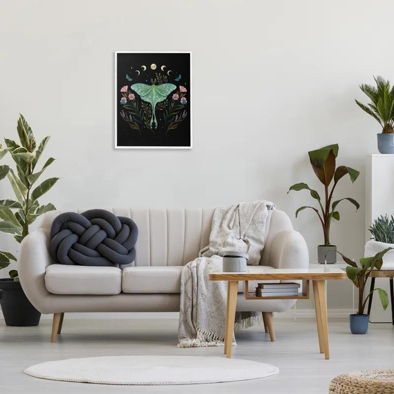Stupell Industries Luna Moth with Florals Framed Giclee Art by Episodic Drawings