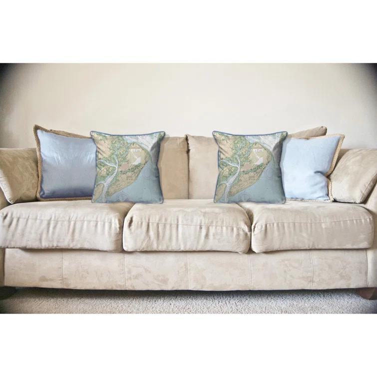 Betsy Drake Interiors Nautical Map Indoor/Outdoor Reversible Throw Pillow