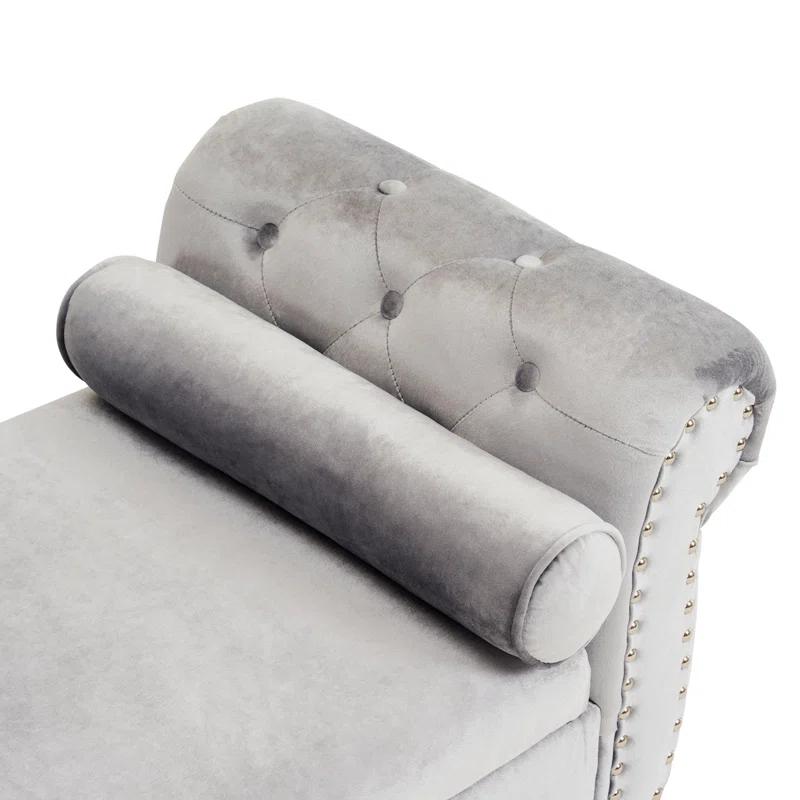 Velvet Multifunctional Storage Rectangular Ottoman Bench With 1 Pillow