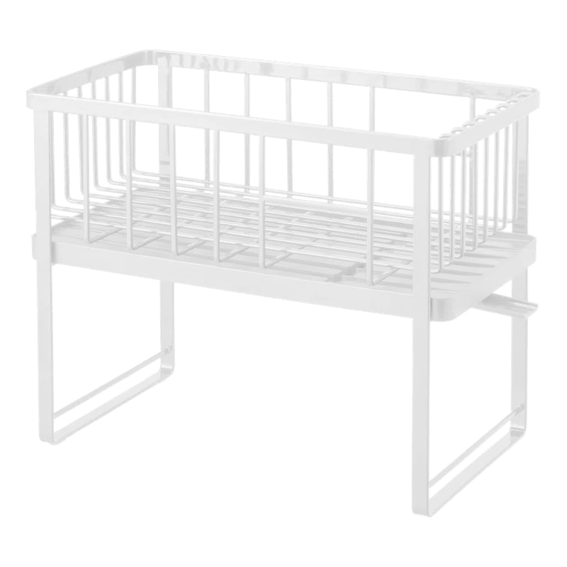 Tower Yamazaki Home Two-Tier Adjustable Dish Drainer Rack, Utensils Holder, Steel, Draining Spout