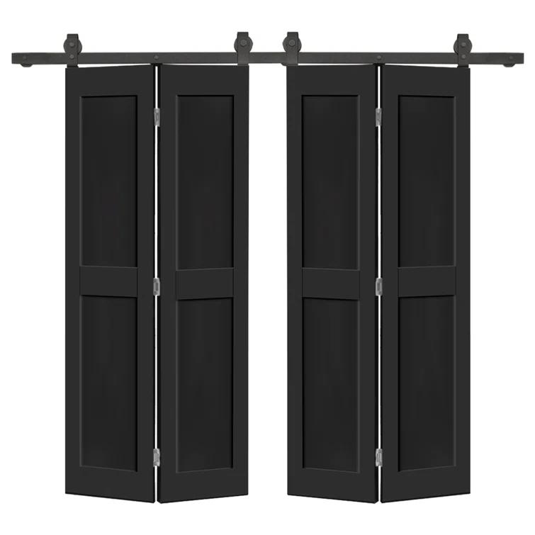 Calhome 2 PANEL Shaker Composite Double Bi-Fold Door with Barn Door Hardware Kit