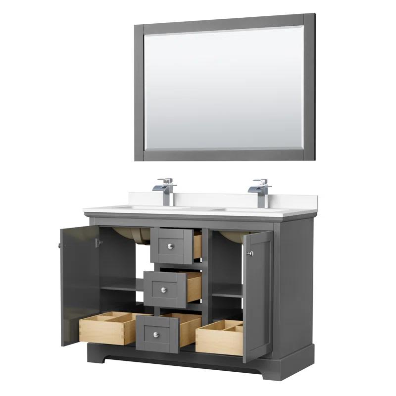 Wyndham Collection Avery 48'' Double Bathroom Vanity with Marble Top with Mirror