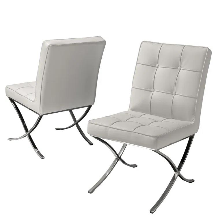 Orren Ellis Somerville 18.75'' H Tufted Faux Leather Upholstered Side Chair (Set of 2)