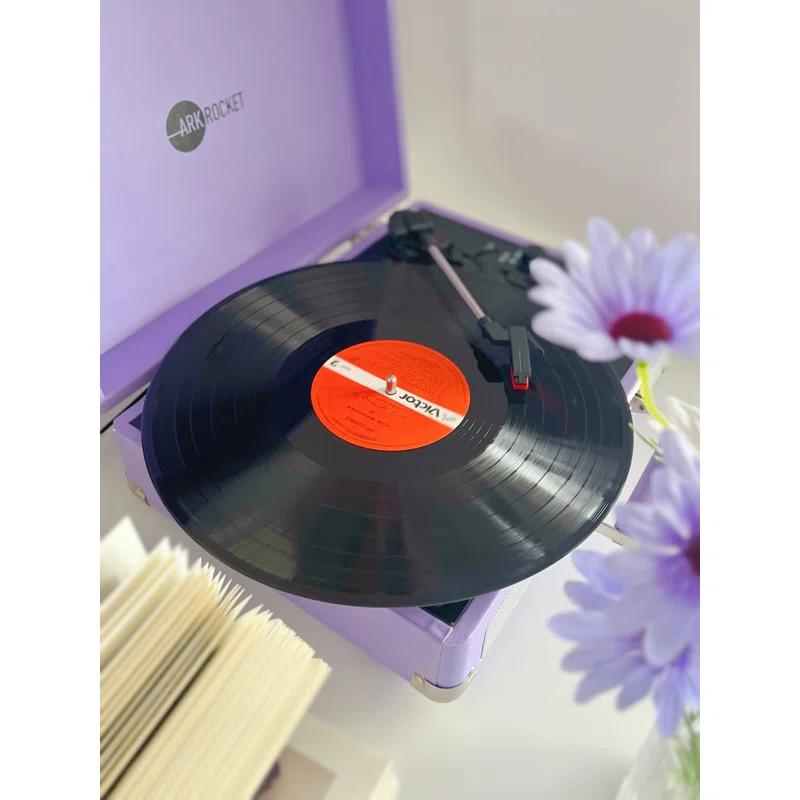 Arkrocket Audio Arkrocket Curiosity Bluetooth Turntable Retro Suitcase 3-Speed Record Player with Built-in Speakers