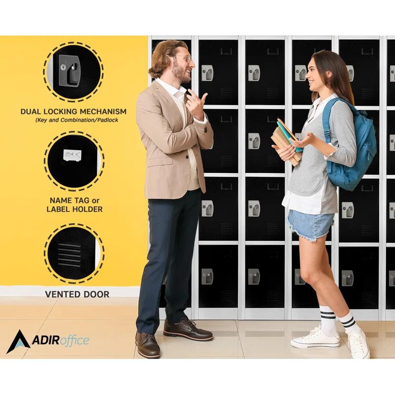 AdirOffice 12'' Wide Steel 4-Tier School and Gym Locker